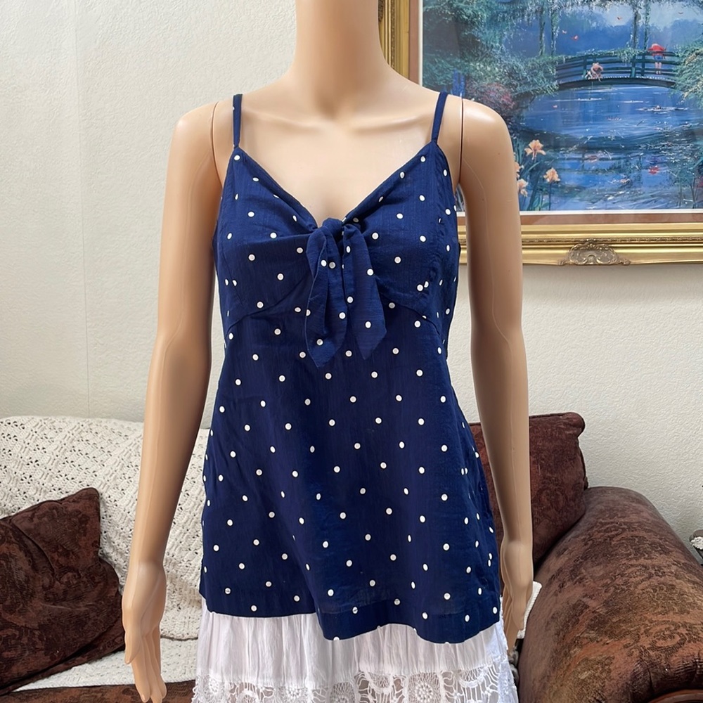 Old Navy Blue & White Dot Top